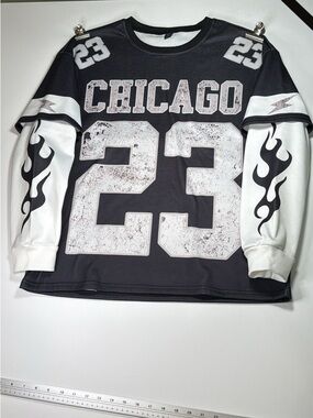 NFINITY Black & White Crewneck Tag Detail Tee Chicago 23
